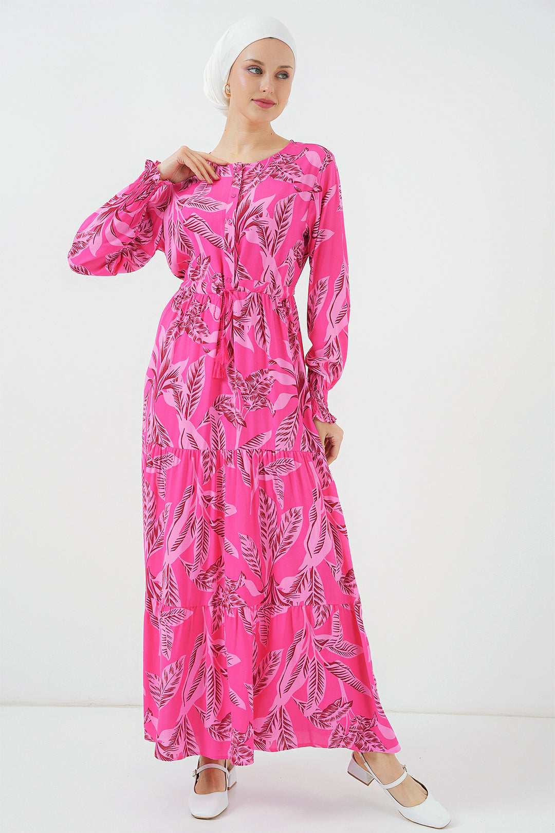 BGD Women Patterned Hijab Dress - Fuchsia - Kamloops