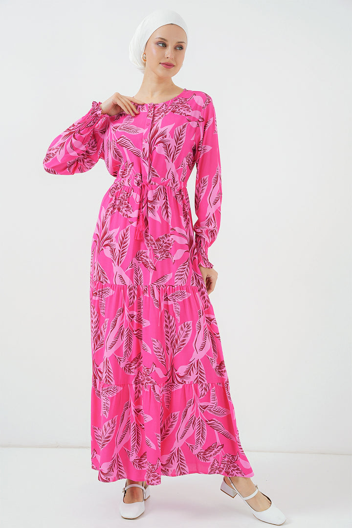 BGD Women Patterned Hijab Dress - Fuchsia - Kamloops