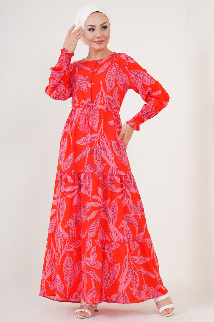BGD Women Patterned Hijab Dress - Red - Rotterdam
