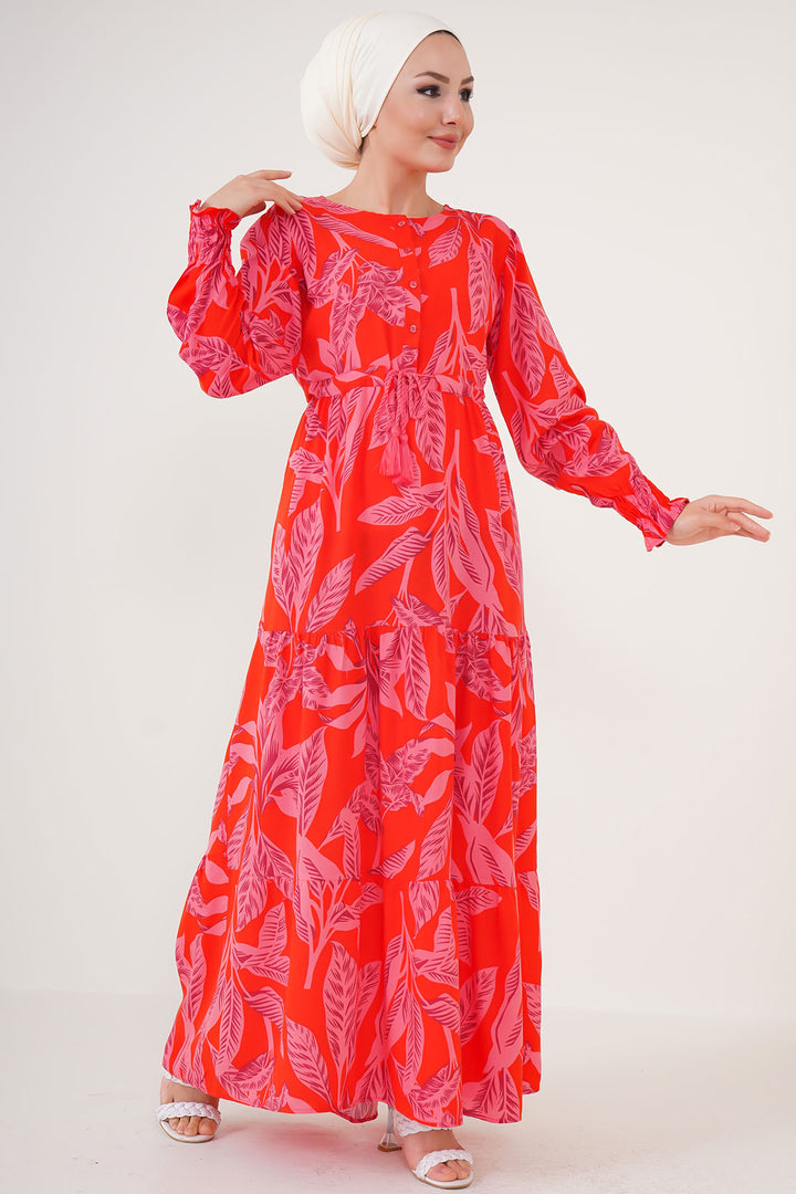 BGD Women Patterned Hijab Dress - Red - Rotterdam