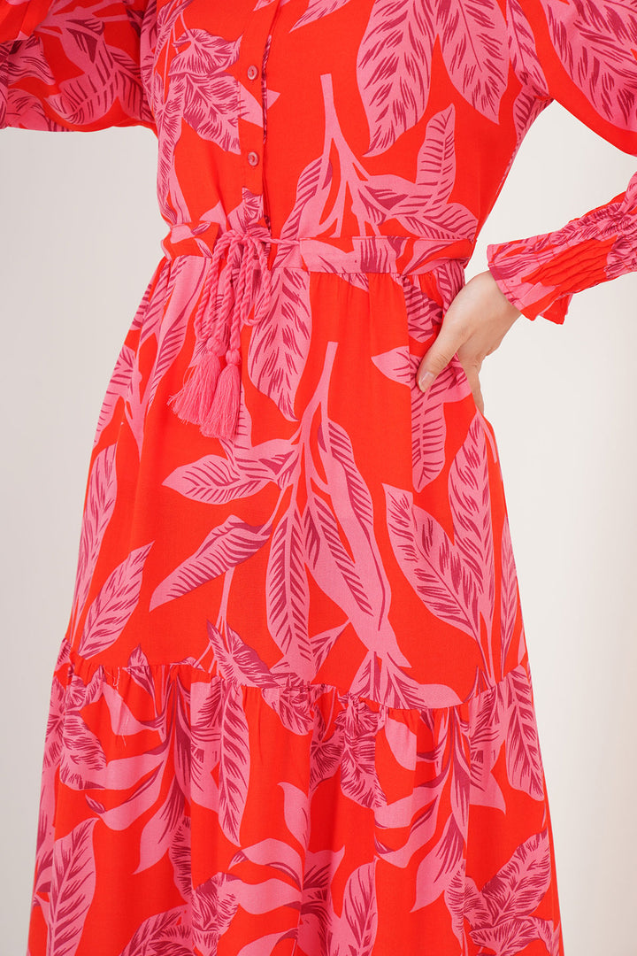 BGD Women Patterned Hijab Dress - Red - Rotterdam