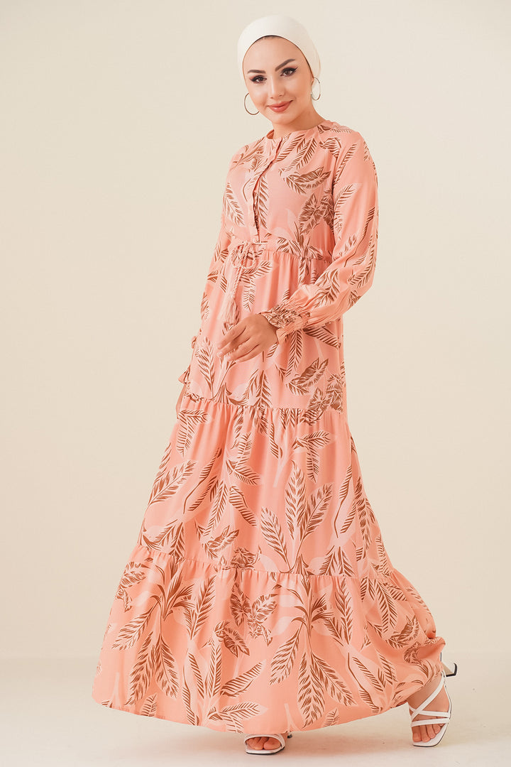 BGD Women Patterned Hijab Dress - Powder - Verona