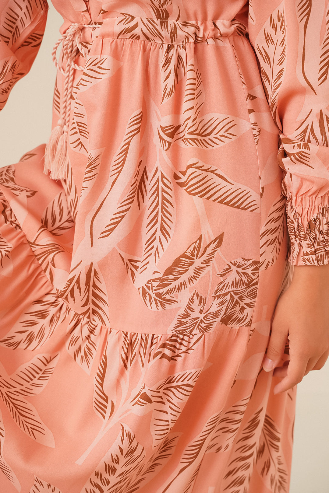 BGD Women Patterned Hijab Dress - Powder - Verona