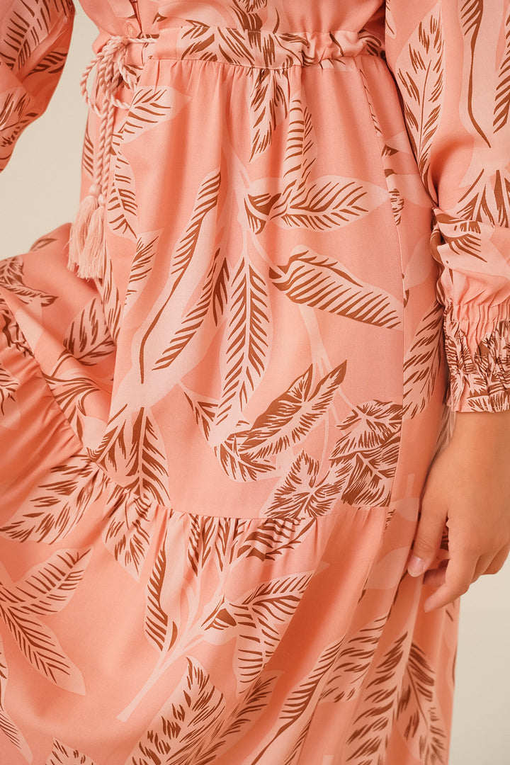 BGD Women Patterned Hijab Dress - Powder - Verona