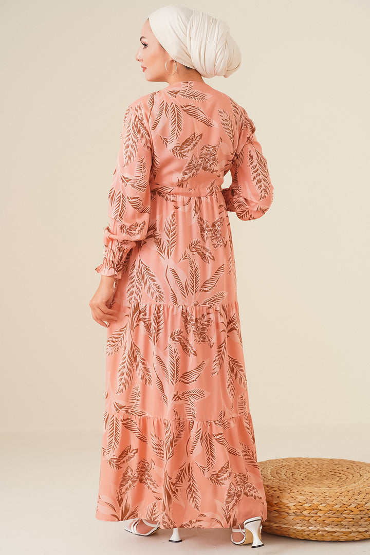 BGD Women Patterned Hijab Dress - Powder - Verona