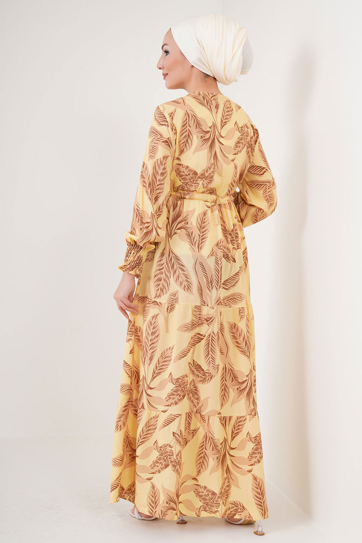 BGD Women Patterned Hijab Dress - Yellow - Blaine