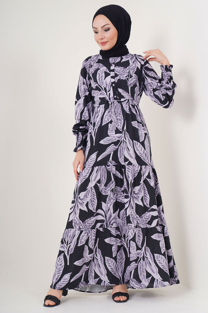BGD Women Patterned Hijab Dress - D. Black - Vaslui