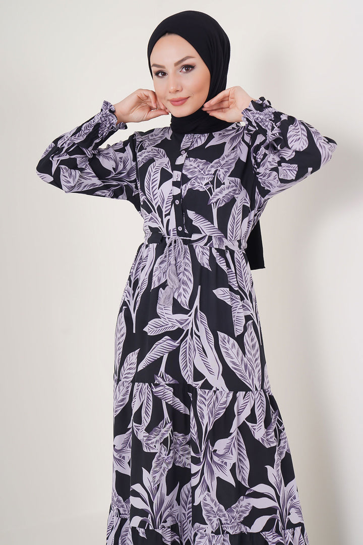 BGD Women Patterned Hijab Dress - D. Black - Vaslui