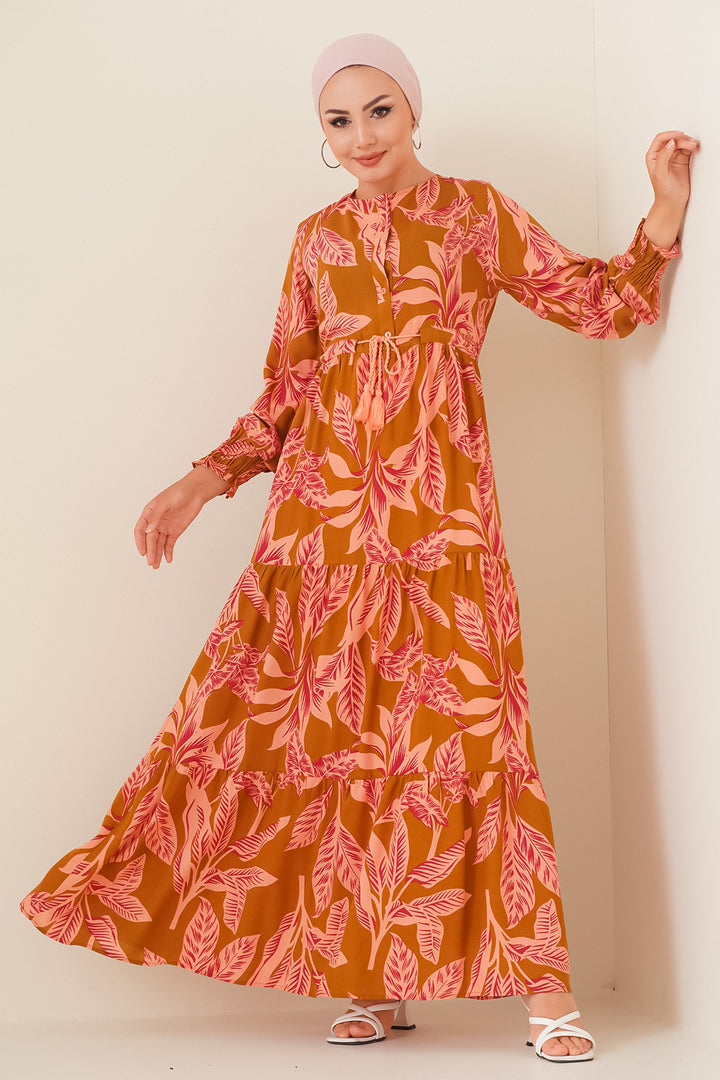 BGD Women Patterned Hijab Dress - Tan - Bossier City