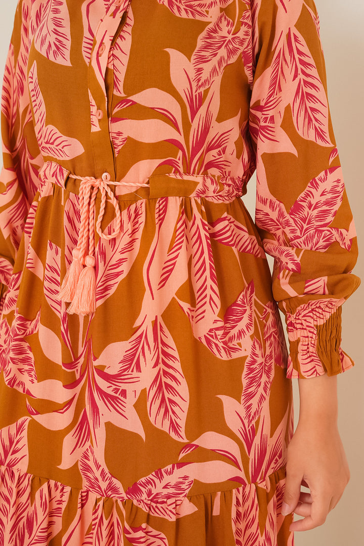 BGD Women Patterned Hijab Dress - Tan - Bossier City