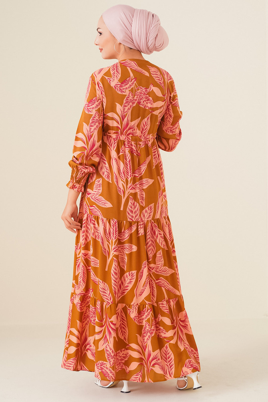 BGD Women Patterned Hijab Dress - Tan - Bossier City