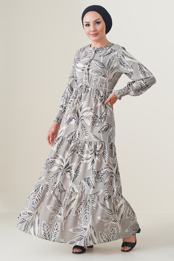 BGD Women Patterned Hijab Dress - Stone - Washington