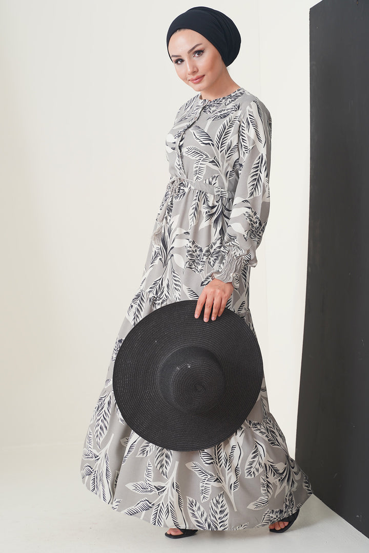 BGD Women Patterned Hijab Dress - Stone - Washington