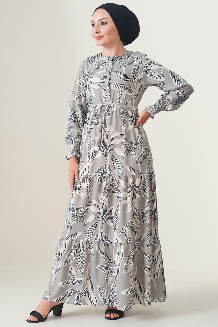 BGD Women Patterned Hijab Dress - Stone - Washington