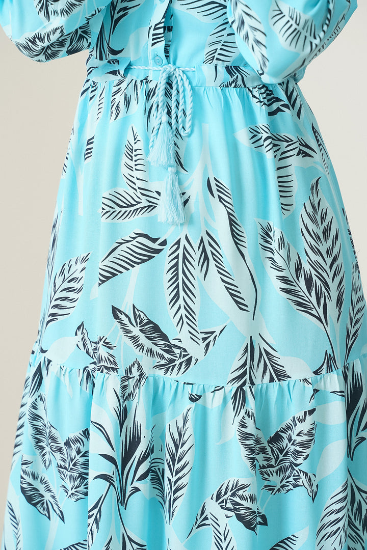 BGD Women Patterned Hijab Dress - Turquoise - Collado-Villalba