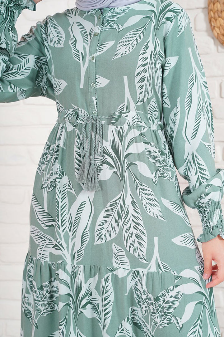 BGD Women Patterned Hijab Dress - Khaki - Racine