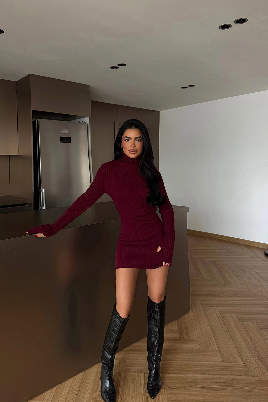 EYY Women Burgundy Zurich Knit Dress - Draguignan