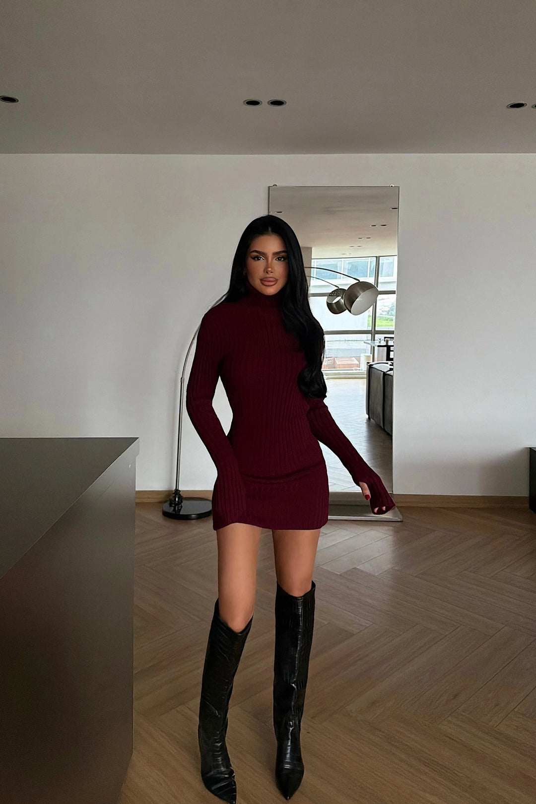 EYY Women Burgundy Zurich Knit Dress - Draguignan
