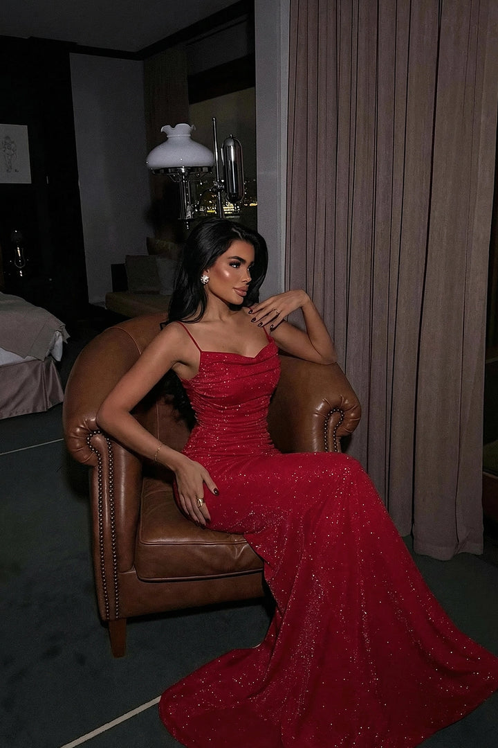 EYY Women Red Strappy Long Dress - Saginaw