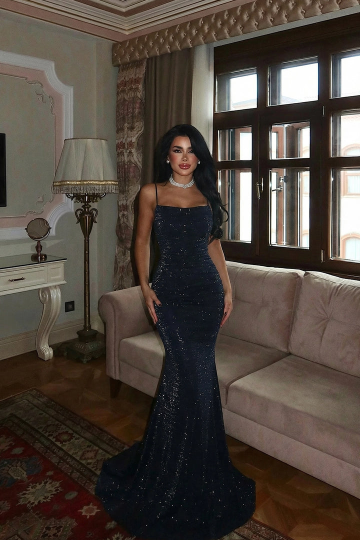 EYY Women Navy Blue Strappy Long Dress - Roquetas de Mar