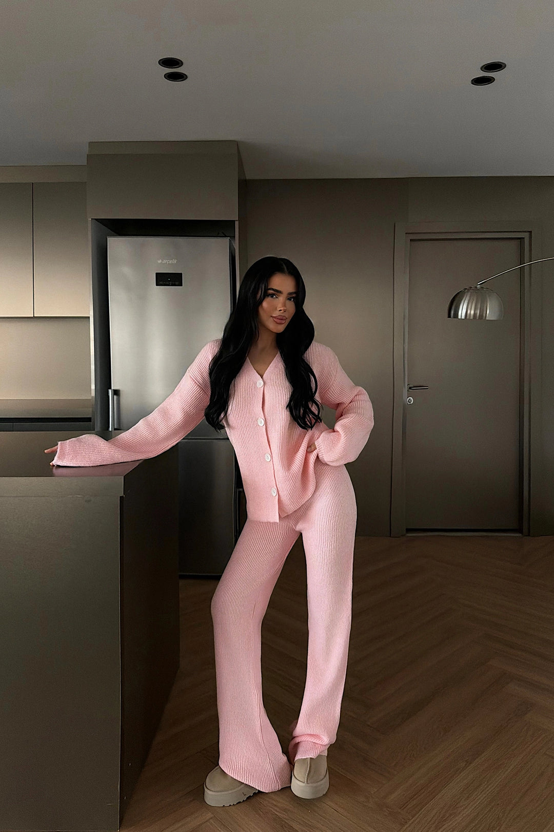 EYY Women Pink Button Detail Knit Set - Framingham
