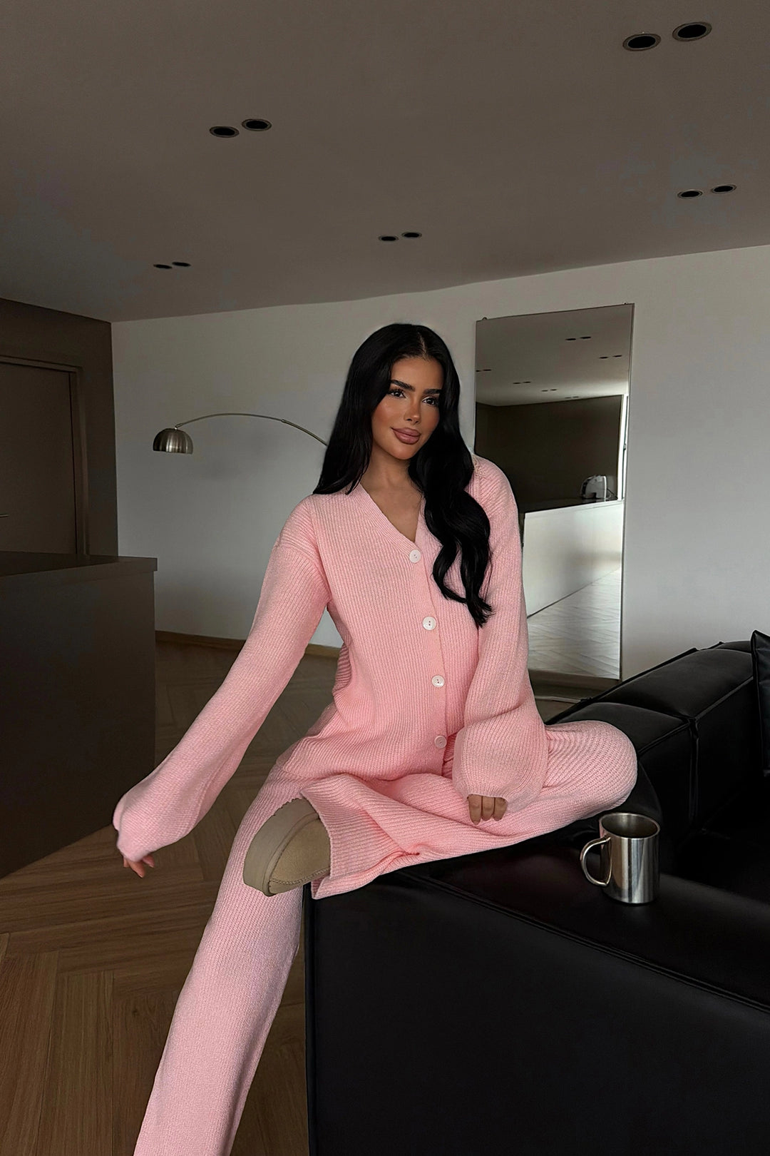 EYY Women Pink Button Detail Knit Set - Framingham