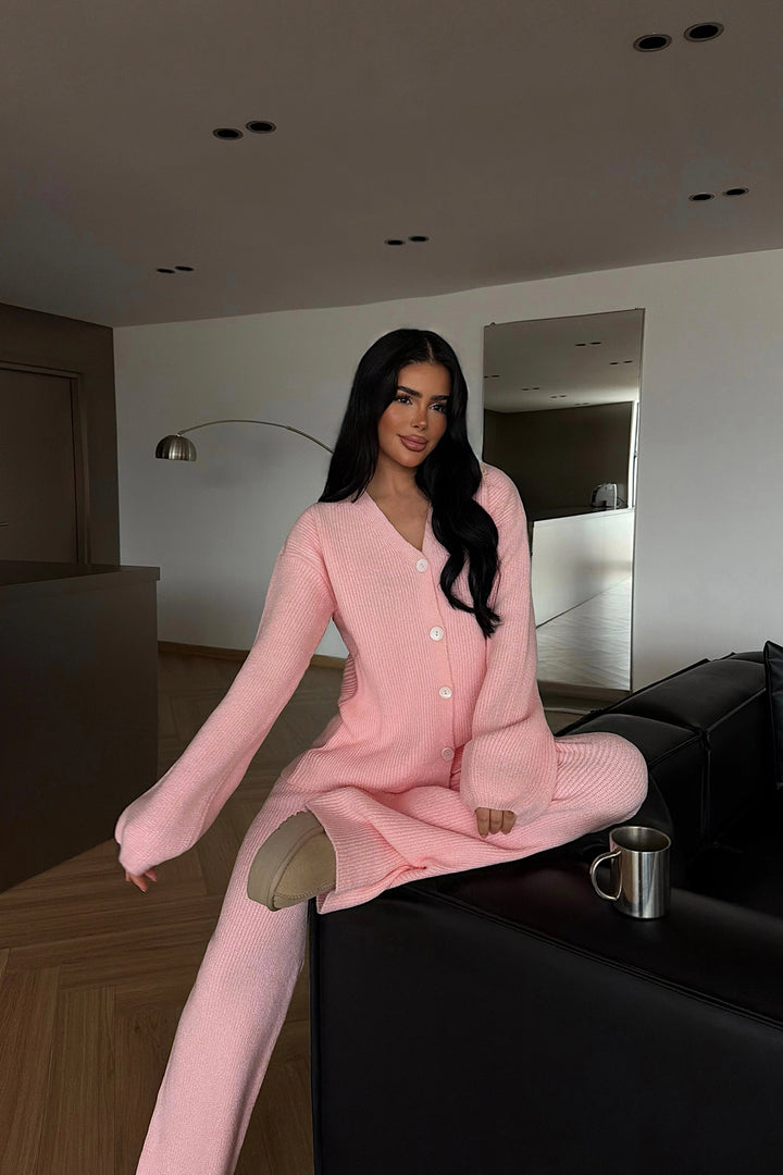 EYY Women Pink Button Detail Knit Set - Framingham