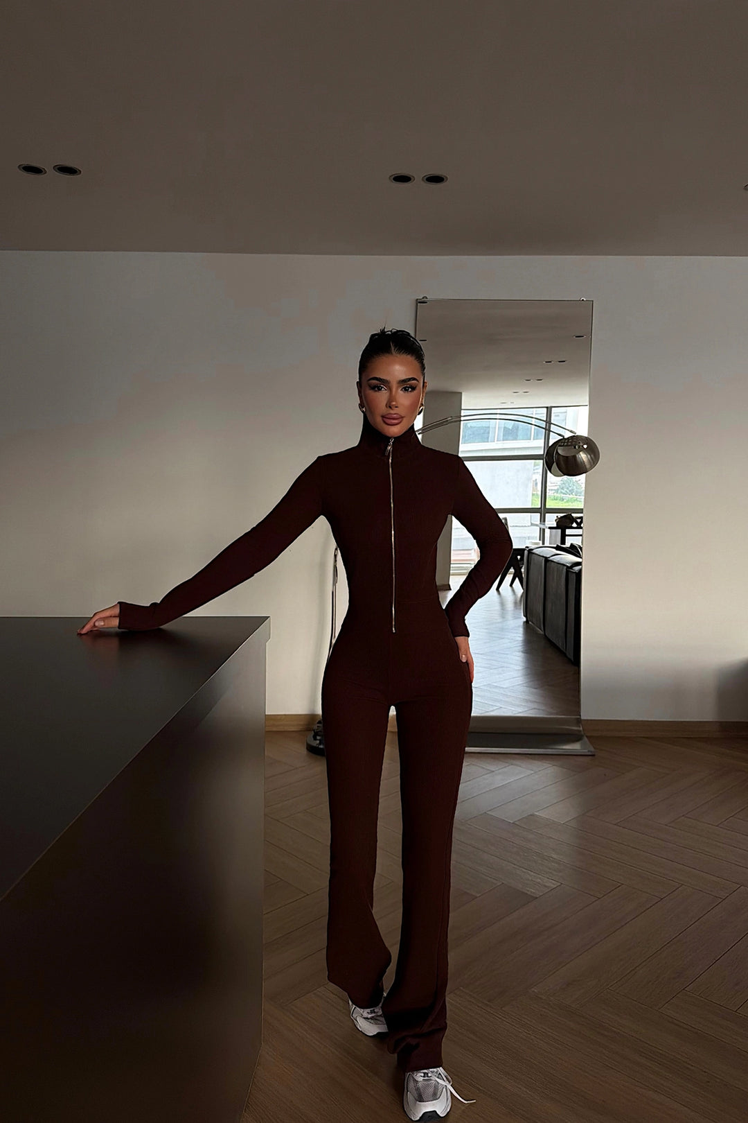 EYY Women Brown Zip-Up Set - Burlington