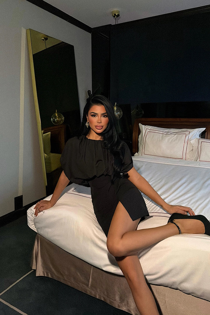 EYY Women Black Camber Mini Dress - Tezoyuca