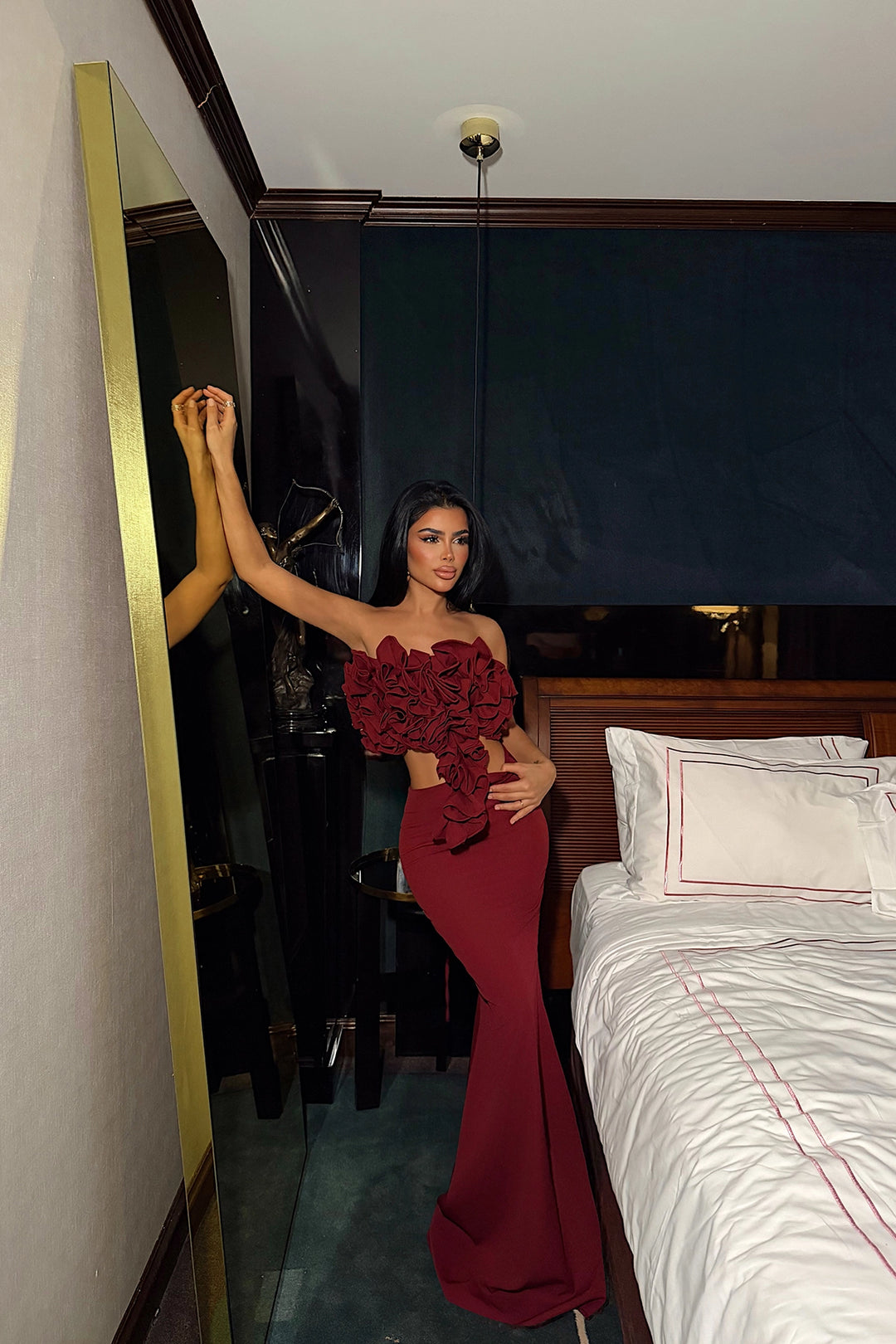EYY Women Burgundy Ruffle Set - Mira