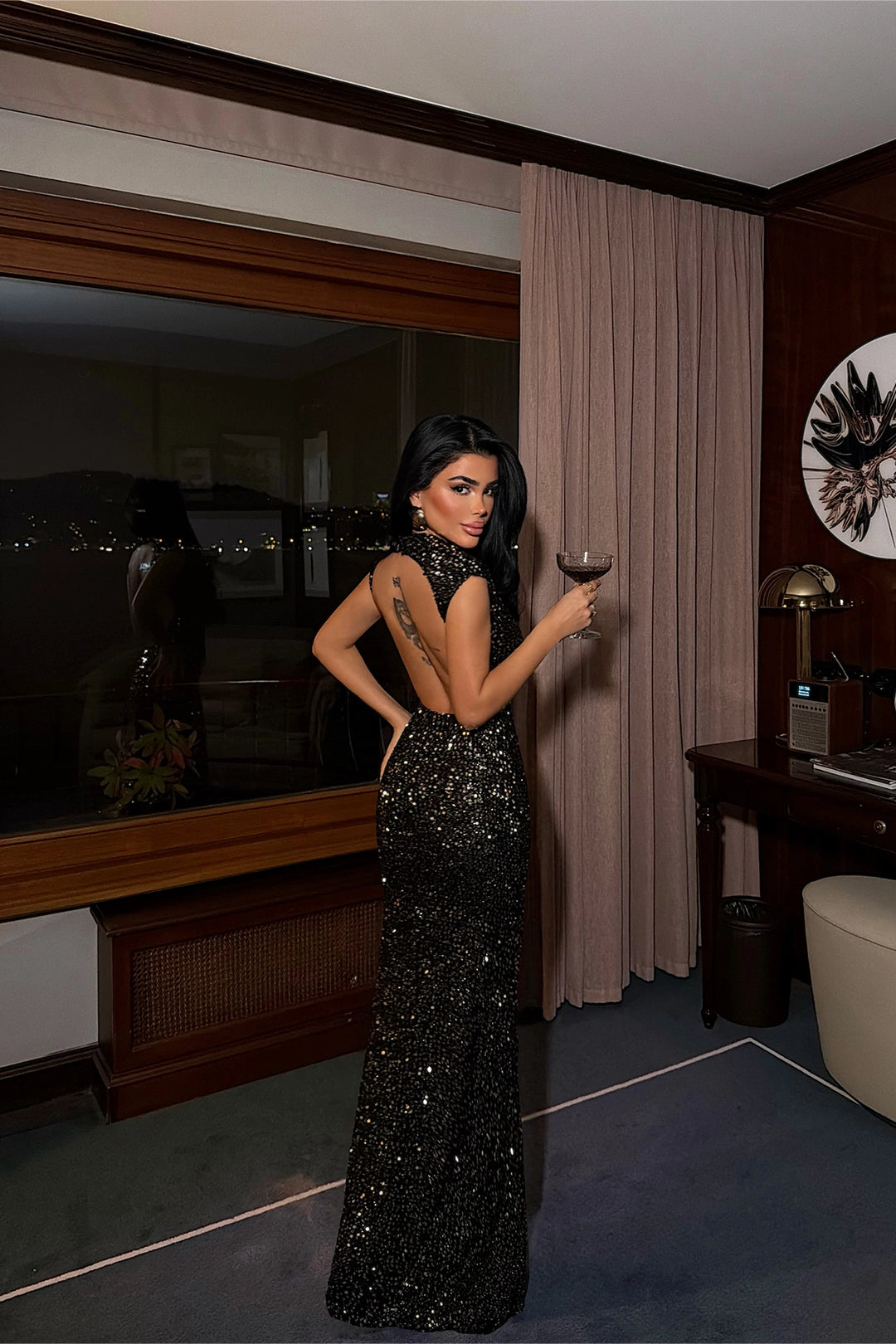 EYY Women Gold Sequin Lordana Backless Long Dress - Wenatchee