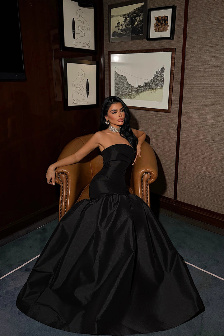 EYY Women Black Balloon Skirt Evening Dress - Prescott