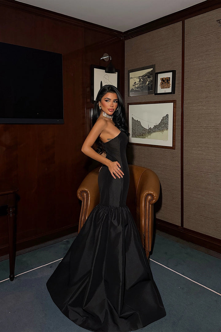 EYY Women Black Balloon Skirt Evening Dress - Prescott