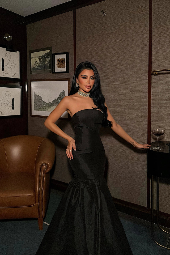 EYY Women Black Balloon Skirt Evening Dress - Prescott