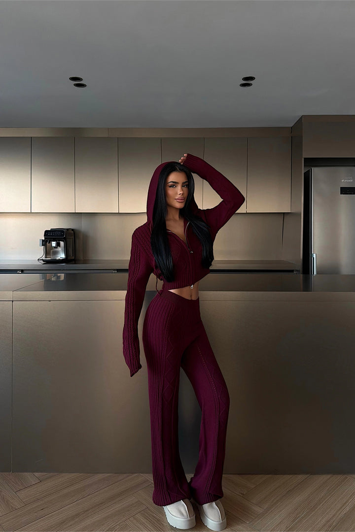 EYY Women Burgundy Knit Set - Chetumal
