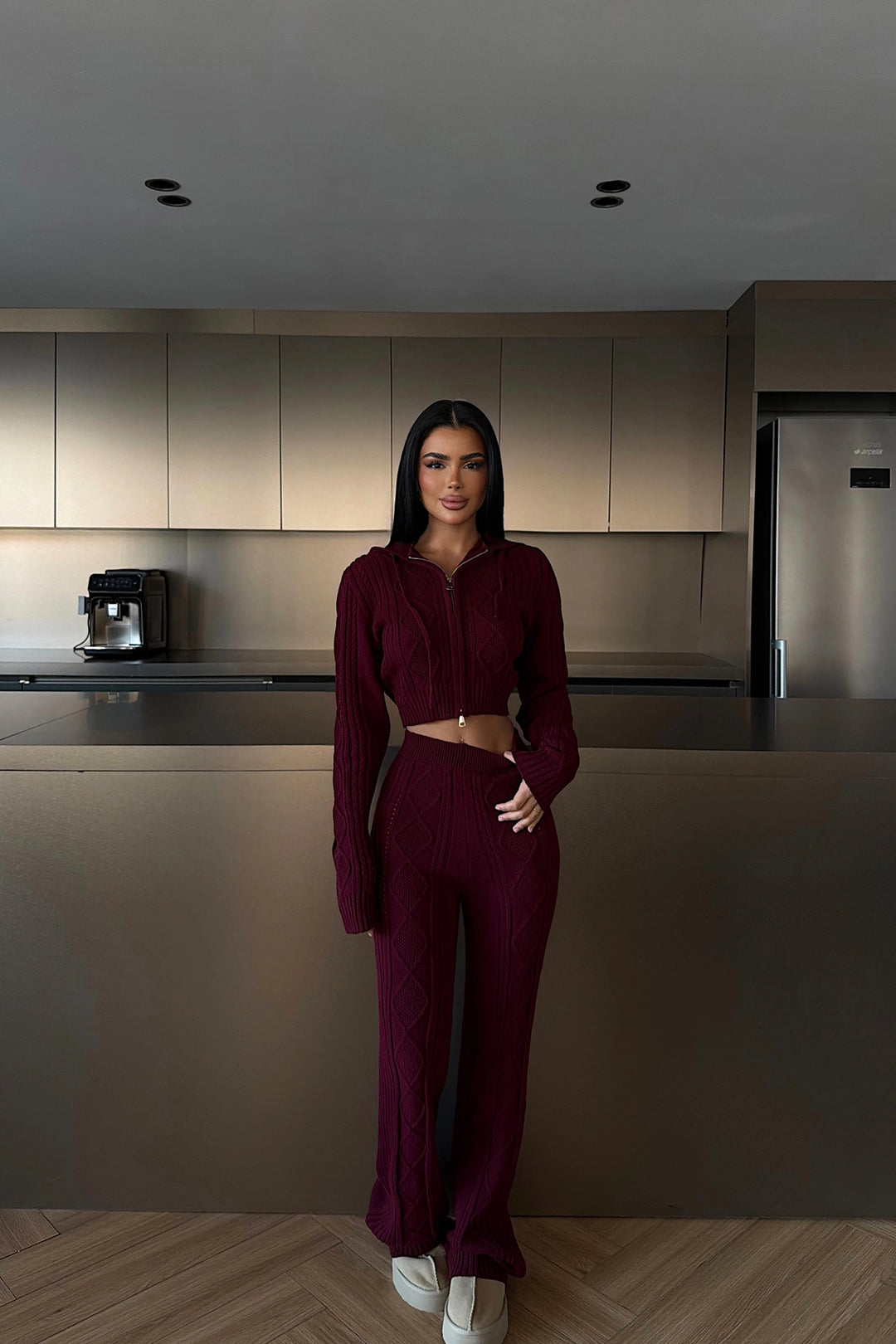 EYY Women Burgundy Knit Set - Chetumal