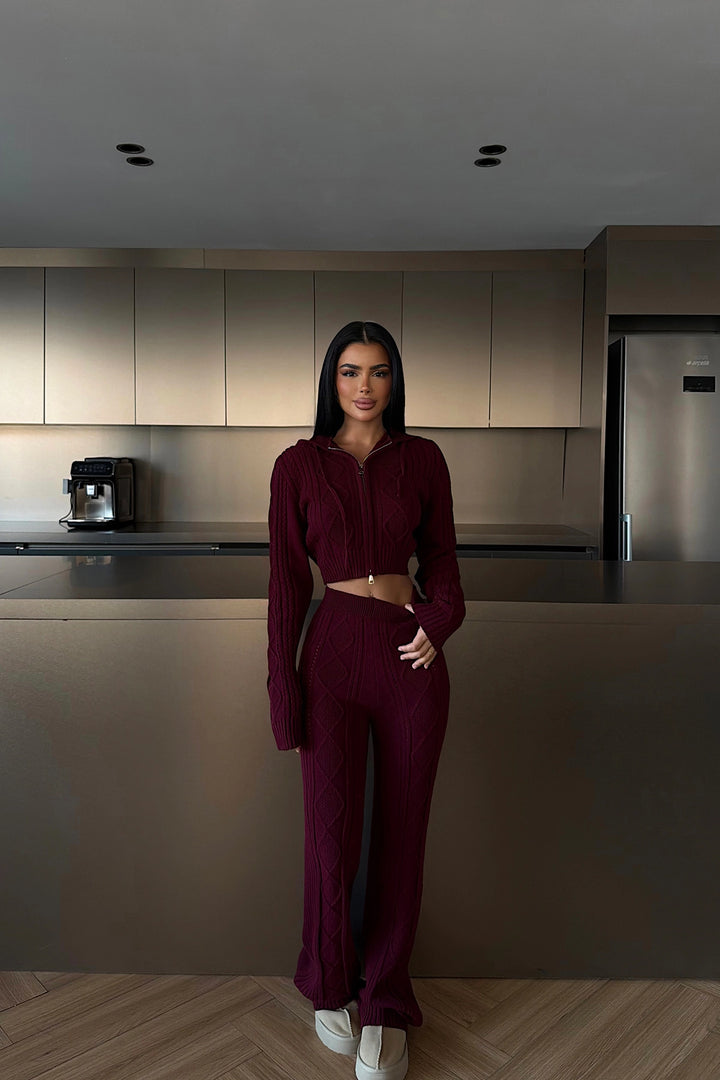 EYY Women Burgundy Knit Set - Chetumal