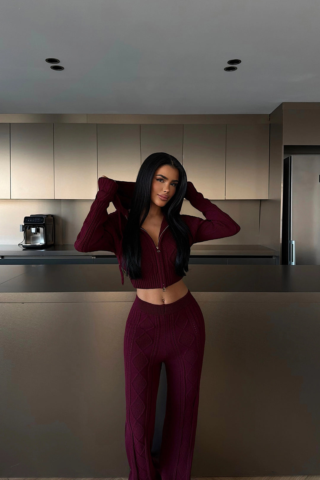 EYY Women Burgundy Knit Set - Chetumal