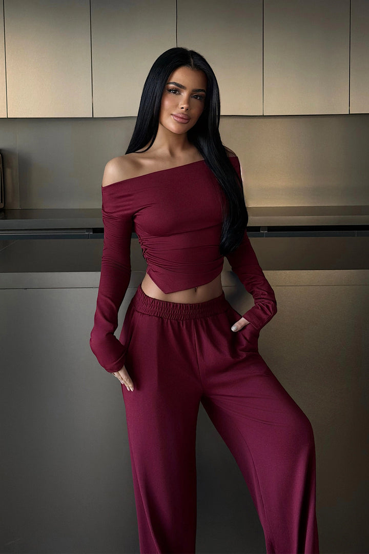EYY Women Burgundy Trouser Suit - Georgetown