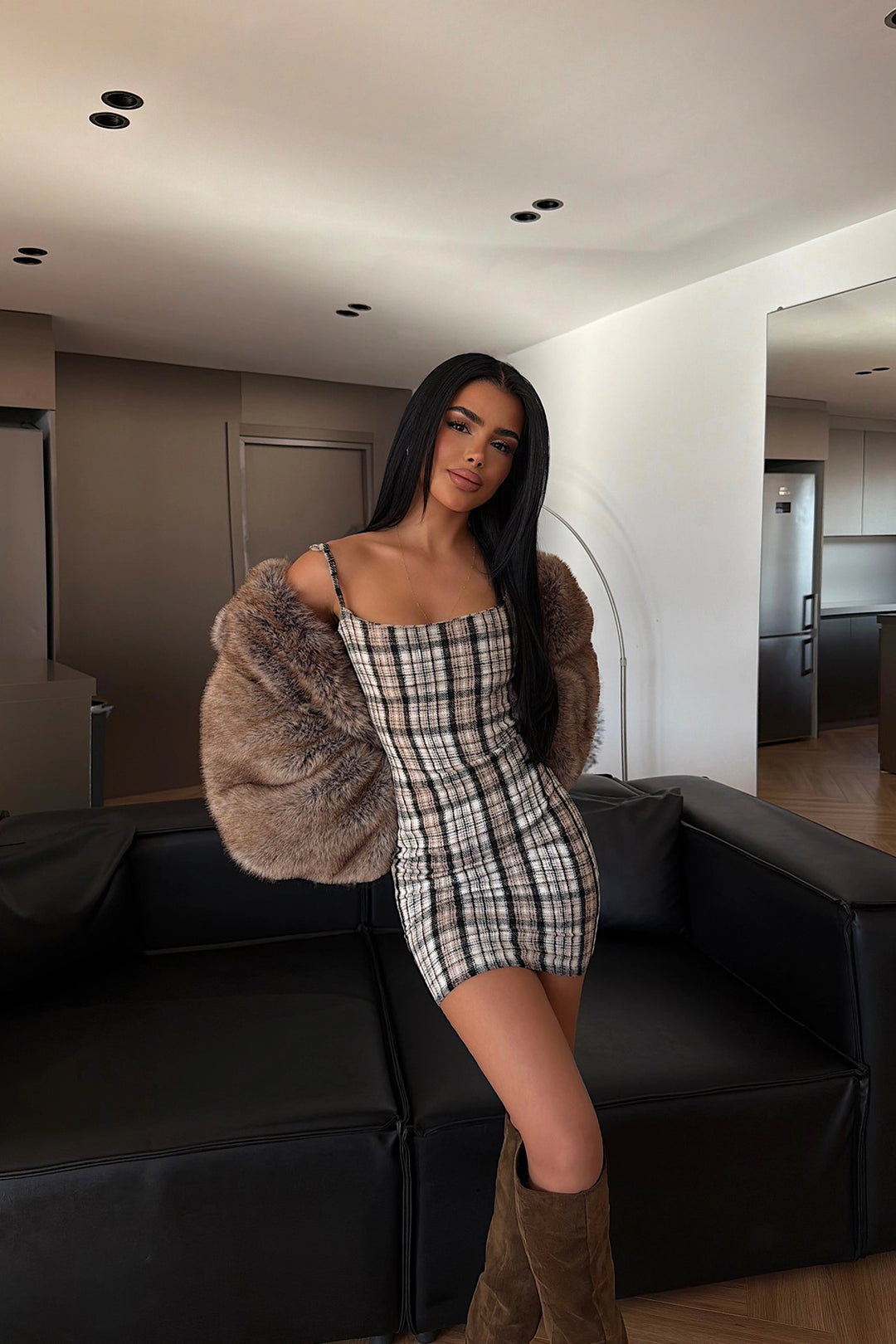 EYY Women Bej Askılı Mini Elbise - Asti