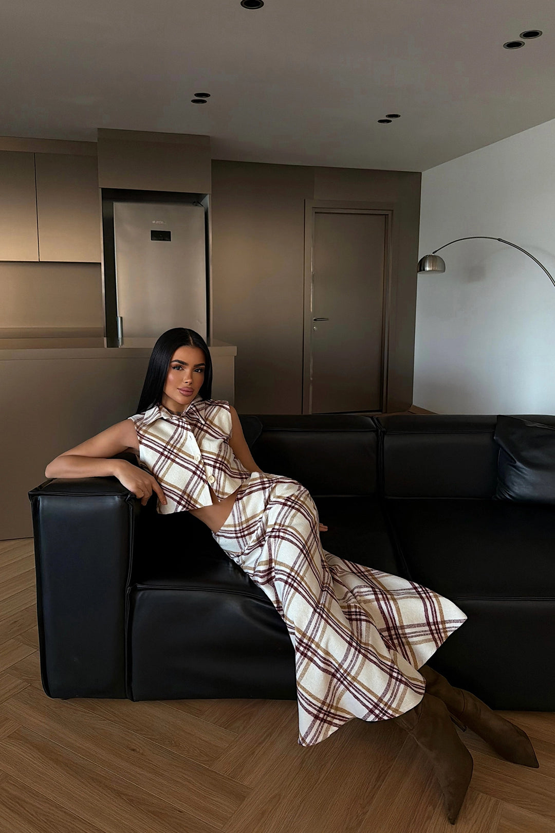 EYY Women Burgundy Plaid Set - Barendrecht