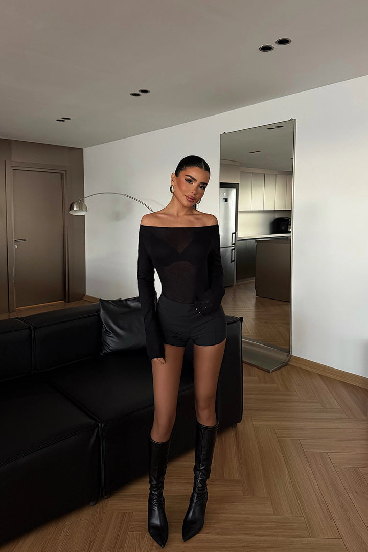 EYY Women Siyah Şeffaf Bluz - Auburn