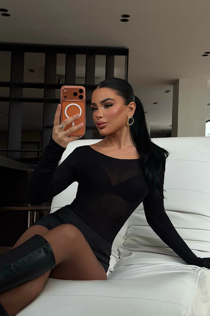 EYY Women Siyah Şeffaf Bluz - Auburn