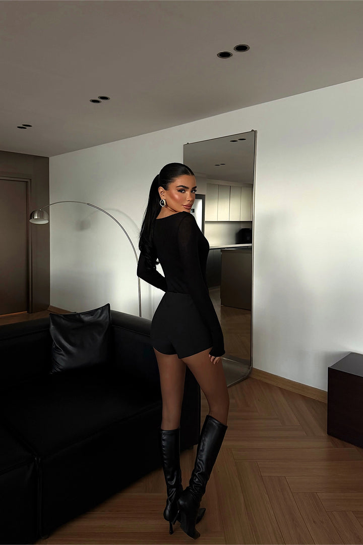 EYY Women Siyah Şeffaf Bluz - Auburn