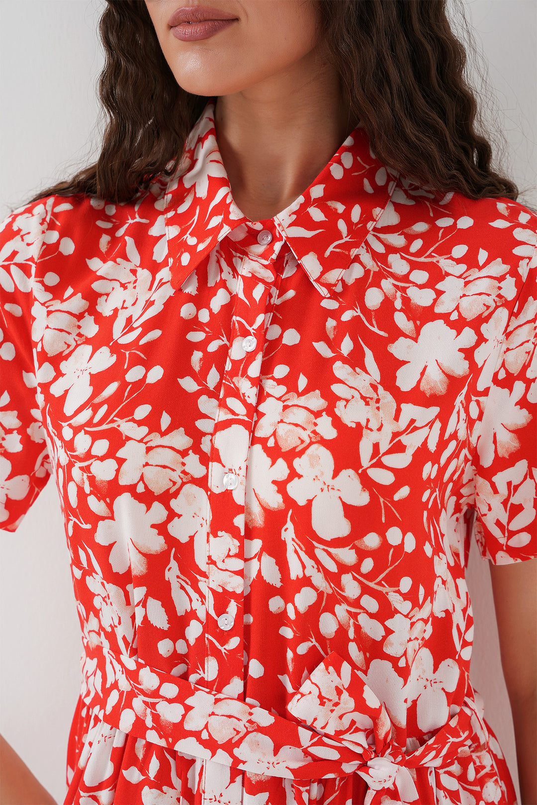 BGD Women Short Sleeve Patterned Dress - A.Red - Gallarate