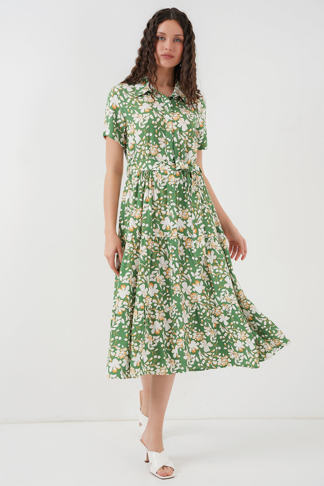 BGD Women Short Sleeve Patterned Dress - A.Green - Heerhugowaard