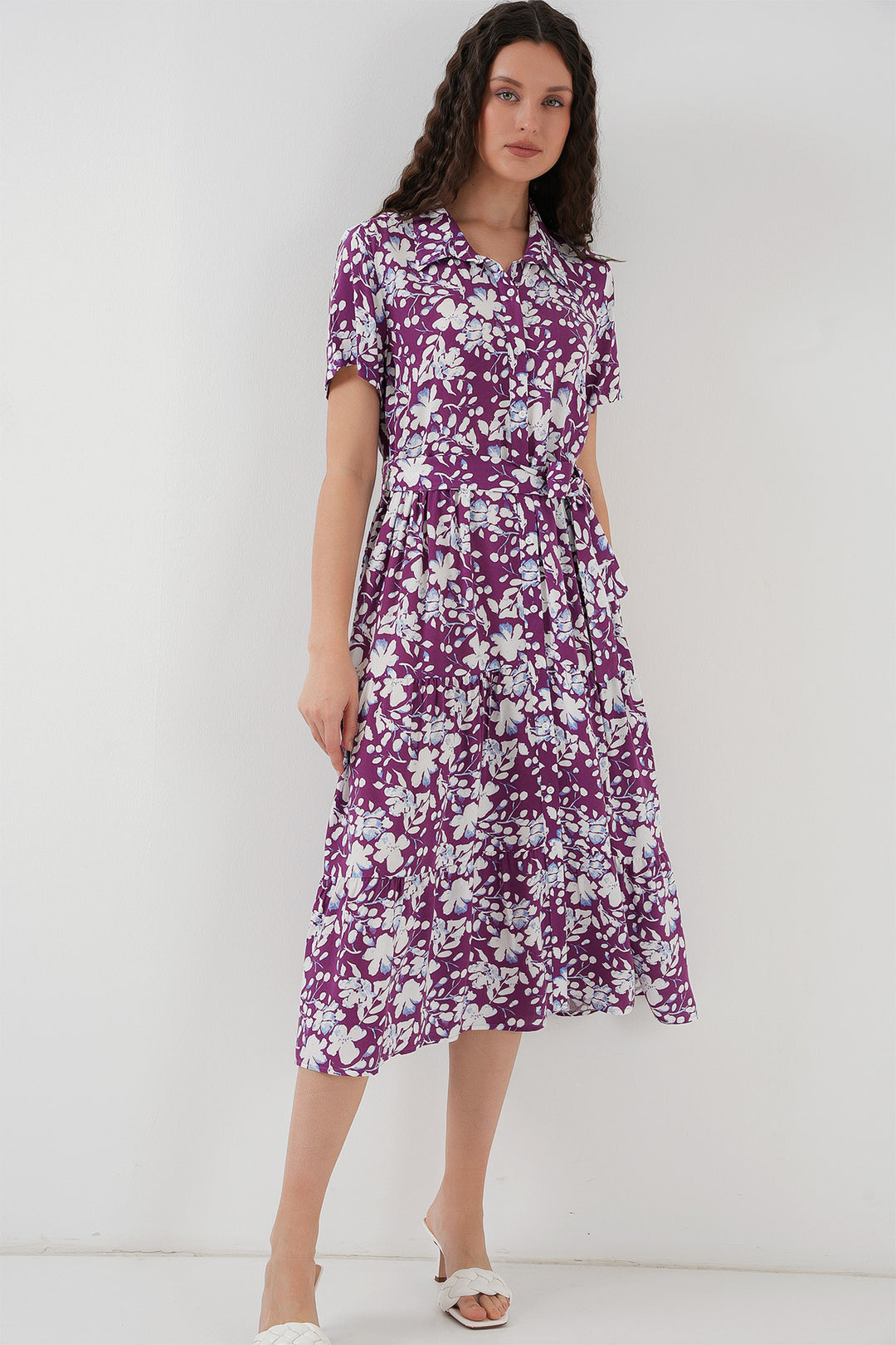 BGD Women Short Sleeve Patterned Dress - Purple - Rio Rancho