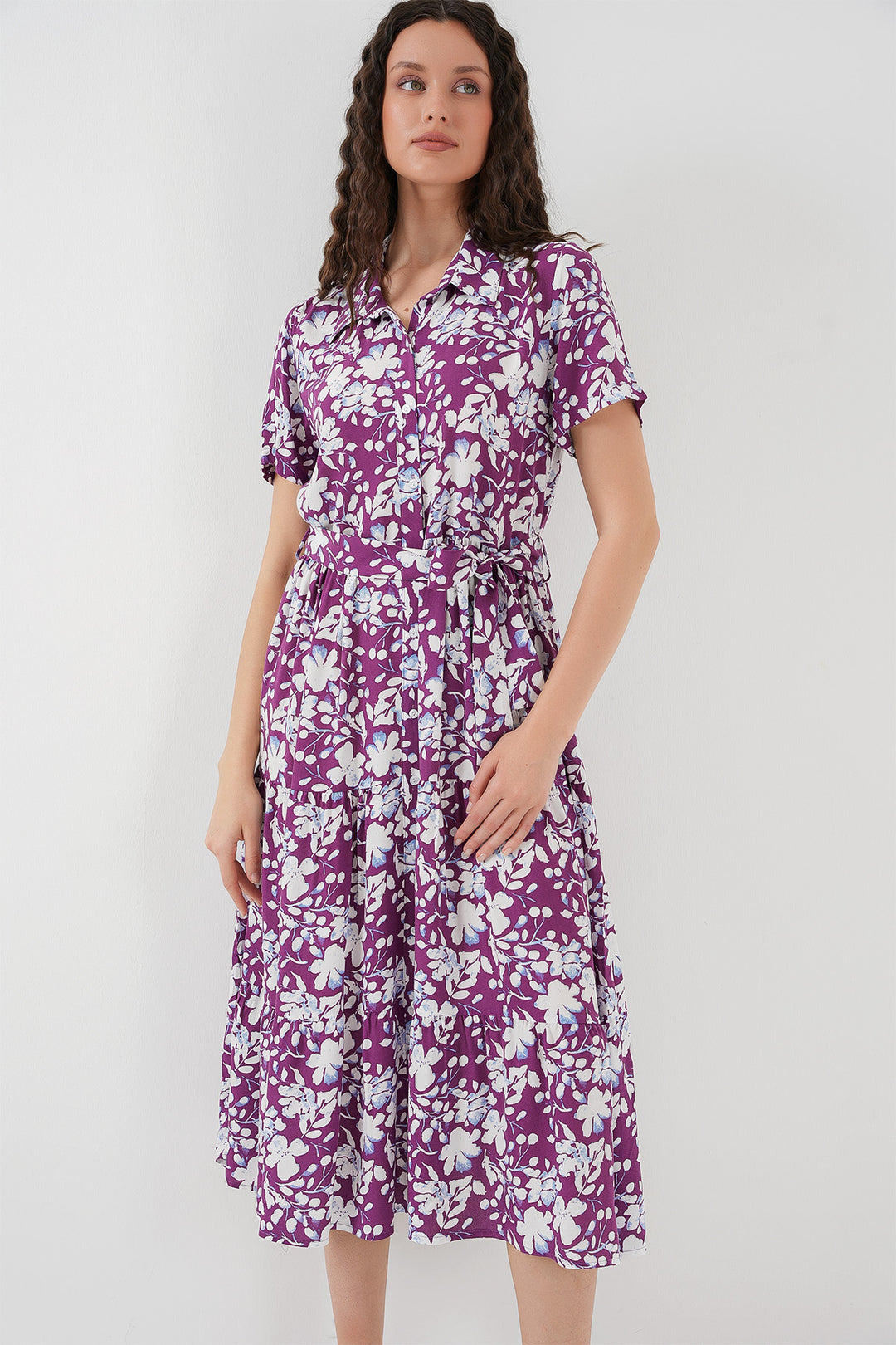 BGD Women Short Sleeve Patterned Dress - Purple - Rio Rancho