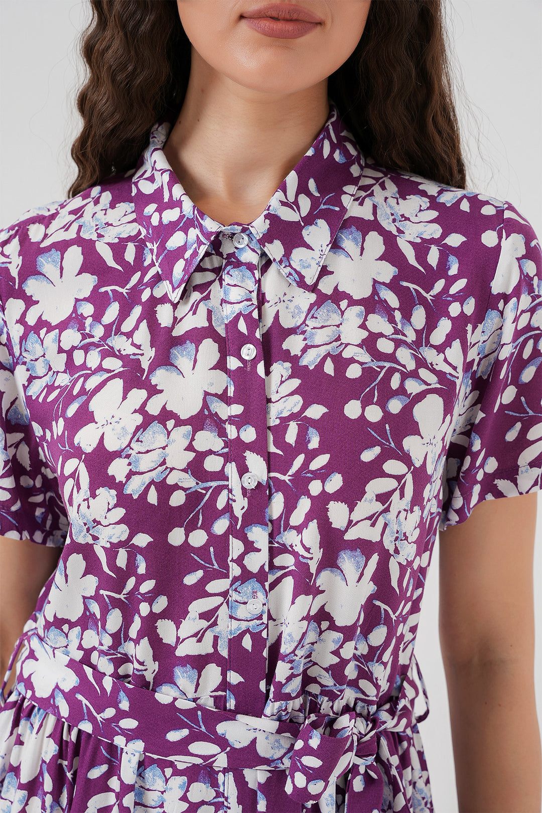 BGD Women Short Sleeve Patterned Dress - Purple - Rio Rancho