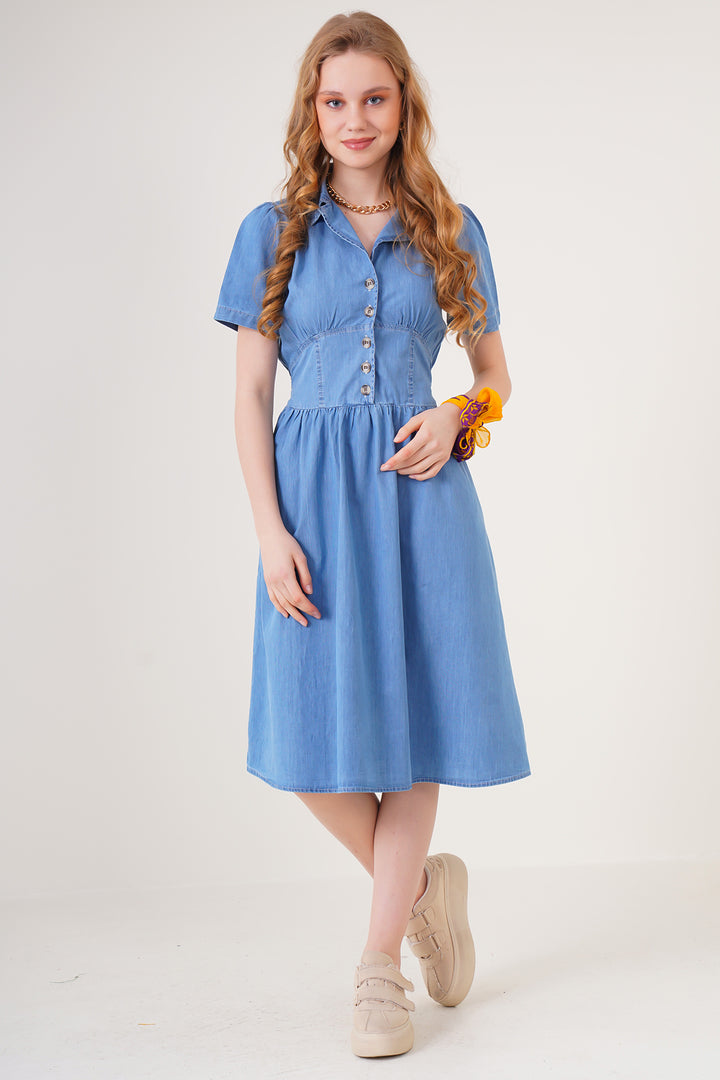 BGD Women Denim Dress - Blue - Torrente